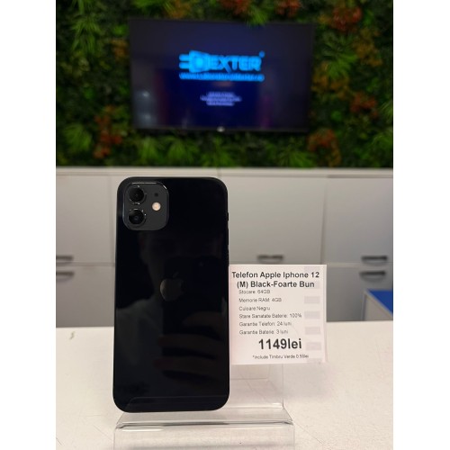 Telefon Apple IPhone 12 M Black Foarte Bun Telefon Apple IPhone 12 M Black Foarte Bun